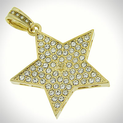 gold star. Iced Out Gold Star Pendant